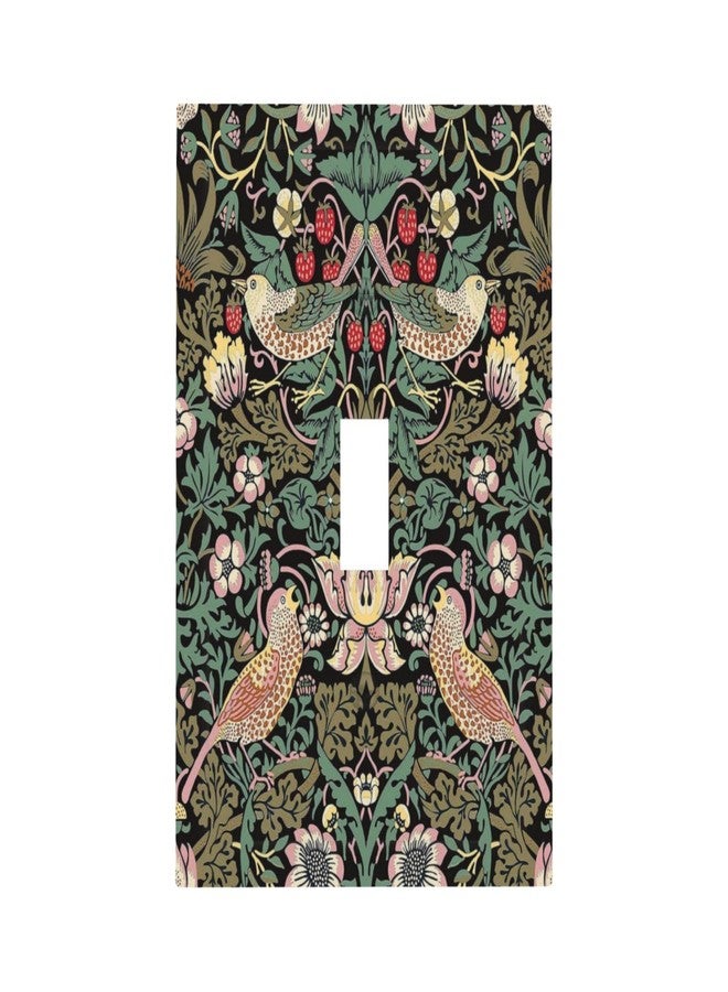 Yamxbfa Morris Vintage Floral Strawberry Birds Botanical 1 Gang Light Switch Cover Decorative Olive Single Toggle Wall Plate Electrical Switchplate Home Decor for Living Room Bedroom Decorate - Image 2