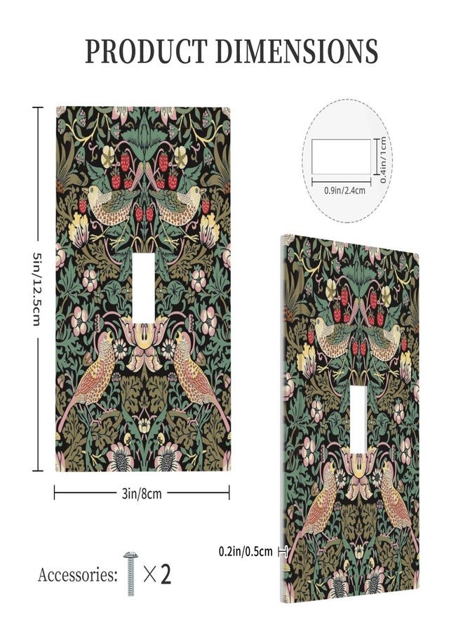 Yamxbfa Morris Vintage Floral Strawberry Birds Botanical 1 Gang Light Switch Cover Decorative Olive Single Toggle Wall Plate Electrical Switchplate Home Decor for Living Room Bedroom Decorate - Image 5
