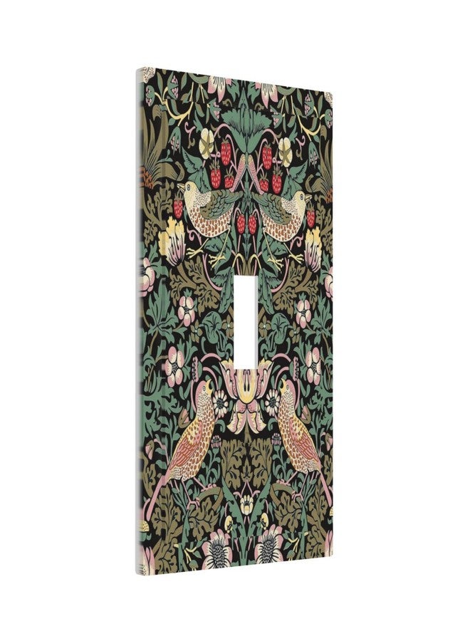 Yamxbfa Morris Vintage Floral Strawberry Birds Botanical 1 Gang Light Switch Cover Decorative Olive Single Toggle Wall Plate Electrical Switchplate Home Decor for Living Room Bedroom Decorate - Image 1