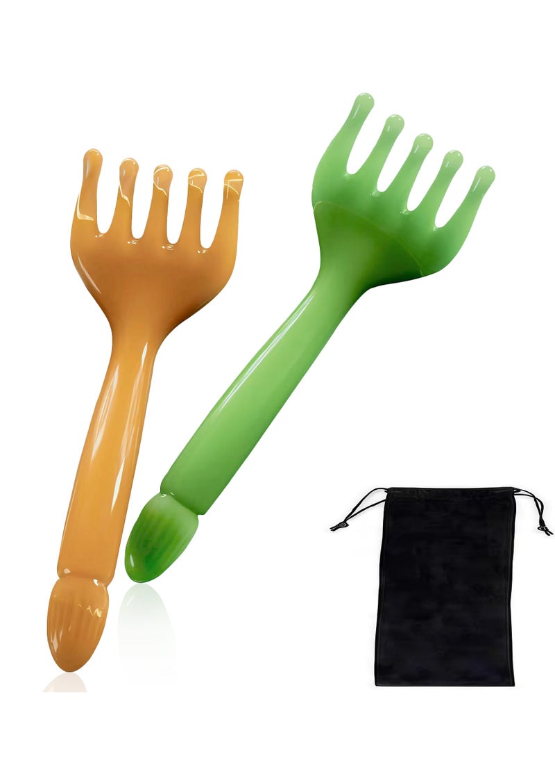 Loucky 2 pcs Scalp Massager- 5 Claw Head Massager for Acupressure & Gua Sha, Massage Comb for Lymphatic Drainage, and Relaxation ( Green & Amber) - Image 1
