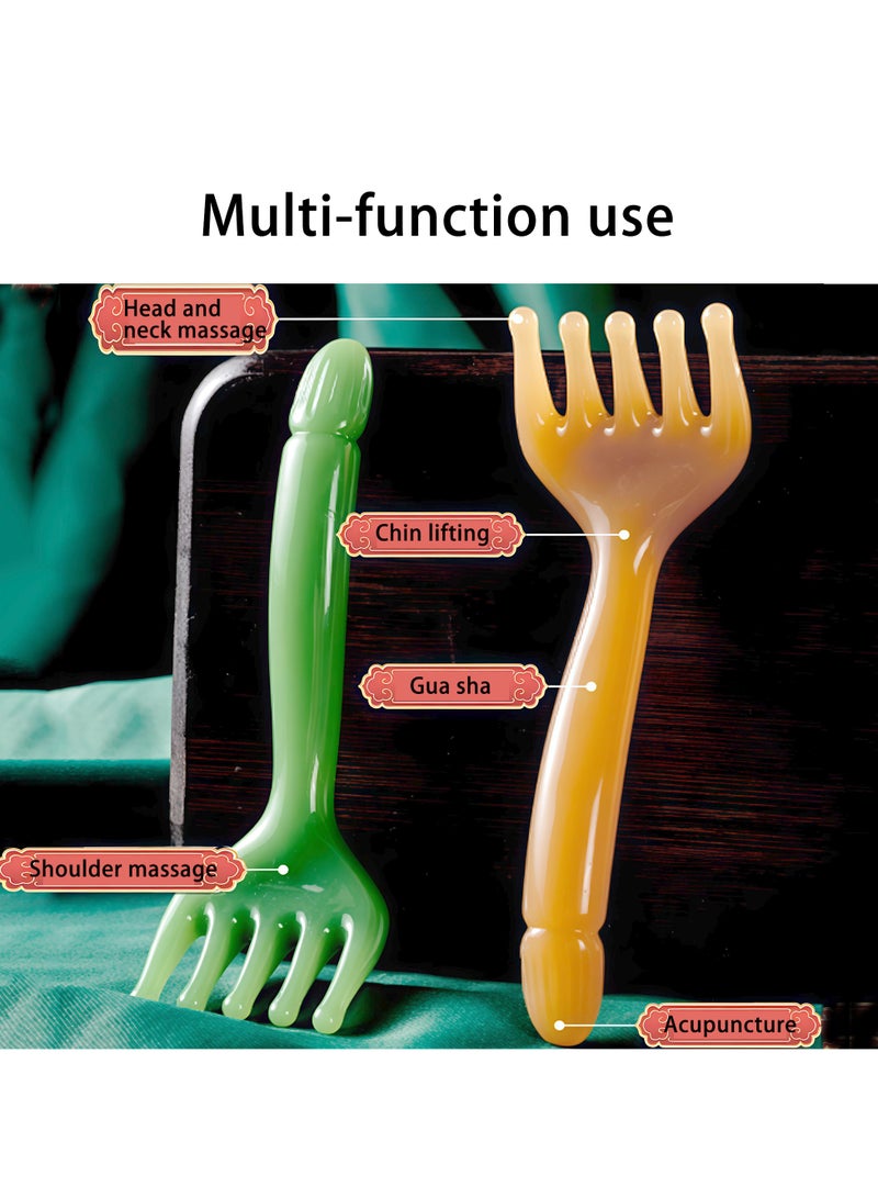 Loucky 2 pcs Scalp Massager- 5 Claw Head Massager for Acupressure & Gua Sha, Massage Comb for Lymphatic Drainage, and Relaxation ( Green & Amber) - Image 4