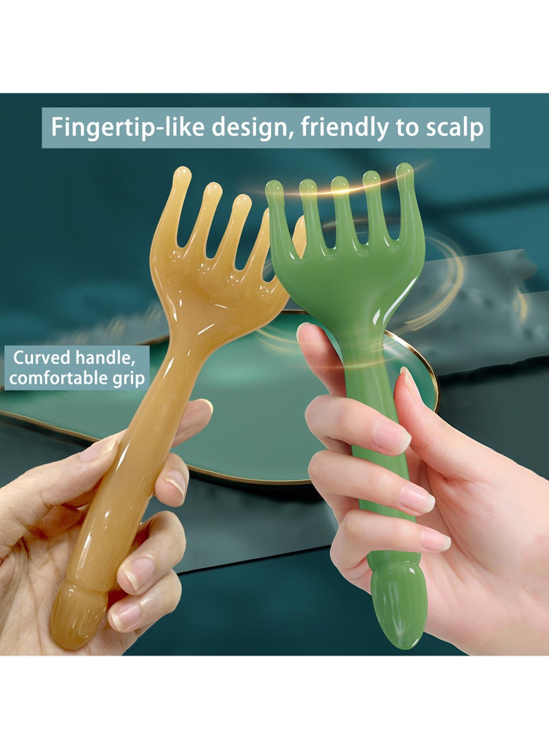Loucky 2 pcs Scalp Massager- 5 Claw Head Massager for Acupressure & Gua Sha, Massage Comb for Lymphatic Drainage, and Relaxation ( Green & Amber) - Image 5