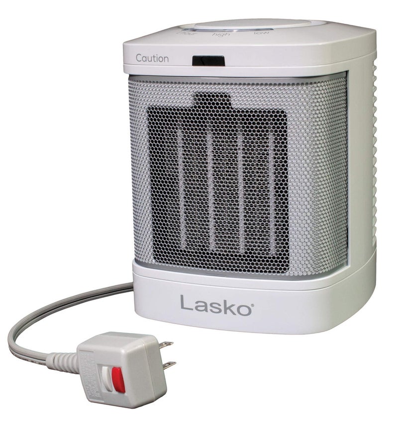 Lasko CD08200 Small Portable Ceramic Space Heater for Bathroom and Indoor Home Use, White, 6.25 x 6.25 x 7.65 inches - Image 2