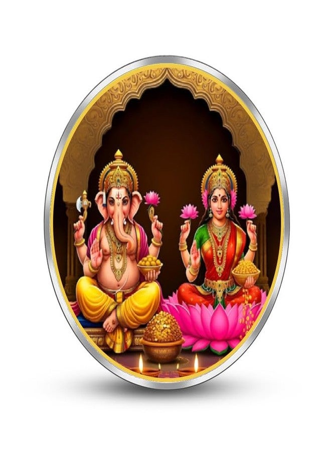 Silviya BIS Hallmarked Goddess Lakshmi & Lord Ganesha 999 Pure Silver Coin | 10 Gm | Diwali & Dhanteras Puja & Gift | Round - Image 2