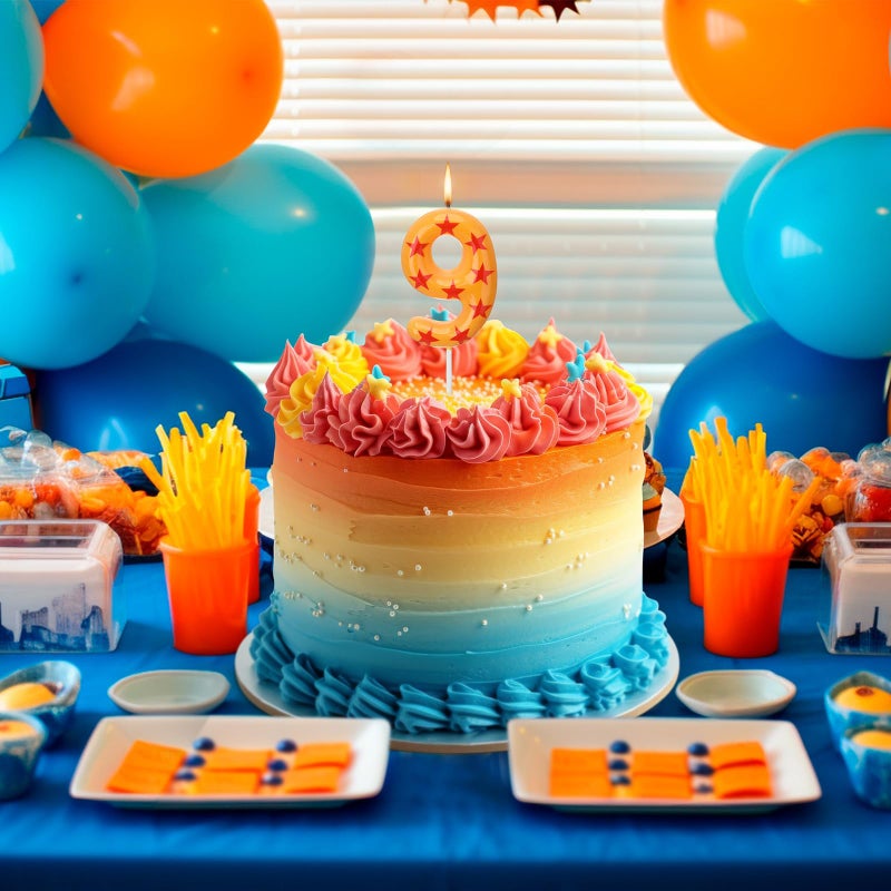 Conelist Number 9 Anime Theme Dragon Birthday Candle Yellow and Red Stars Print Candle Numeral Cake Topper for Boys' and Husband Theme Birthday Decoration Supplies - Image 4