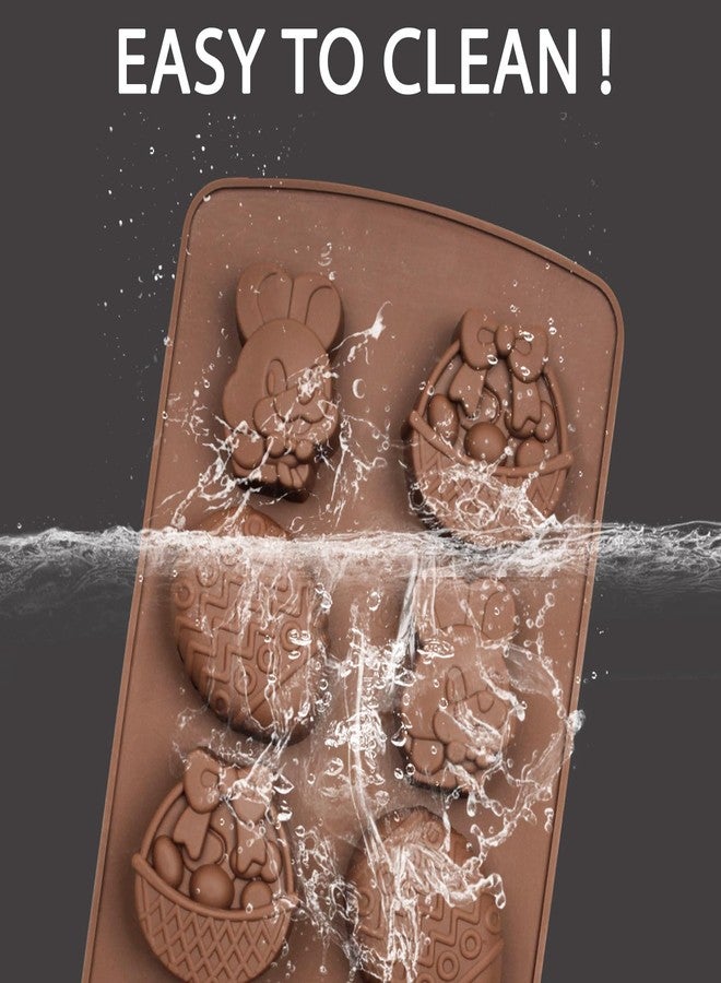 Fchil Easter Silicone Chocolate Molds, Brown Bunny and Egg Candy Making Tray, 2 Pack Non-Stick Baking Molds for Holiday Treats - Image 3