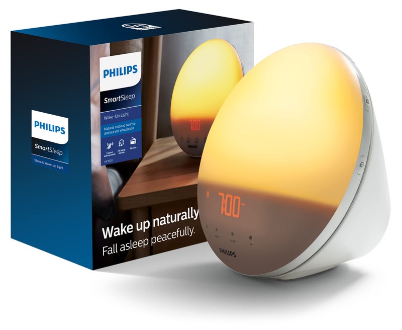 Philips SmartSleep Wake-up Light, Colored Sunrise and Sunset Simulation, 5 Natural Sounds, FM Radio & Reading Lamp, Tap Snooze, HF3520/60 - Image 1