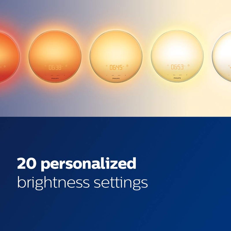 Philips SmartSleep Wake-up Light, Colored Sunrise and Sunset Simulation, 5 Natural Sounds, FM Radio & Reading Lamp, Tap Snooze, HF3520/60 - Image 5