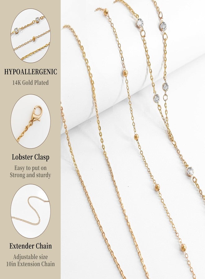 KYLELOVE Women's Body Chains Set,2PCS Adjustable Beach Sexy Golden Navel Belly Waist Chain for Women Beach Bikini Bra Crystal Chains Summer Gift Rhinestone Layered Waist Chain - Image 3