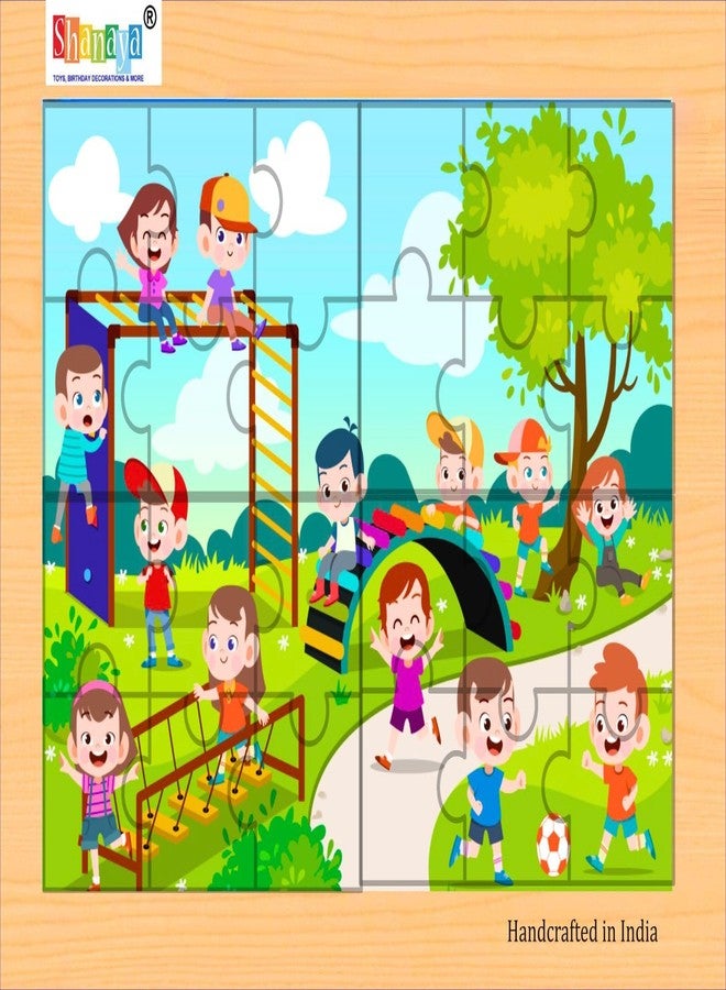 SHANAYA 36 Pieces Wooden Jigsaw Puzzle Kids Cartoon Animal Vehicle Puzzles Games Baby Early Learning Educational Toys for Children 2 Sided Puzzle (Children Playing in Snow + Children Playing in Park) - Image 3