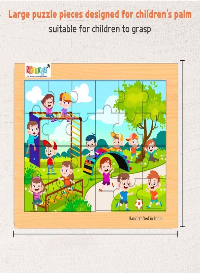 SHANAYA 36 Pieces Wooden Jigsaw Puzzle Kids Cartoon Animal Vehicle Puzzles Games Baby Early Learning Educational Toys for Children 2 Sided Puzzle (Children Playing in Snow + Children Playing in Park) - Image 4