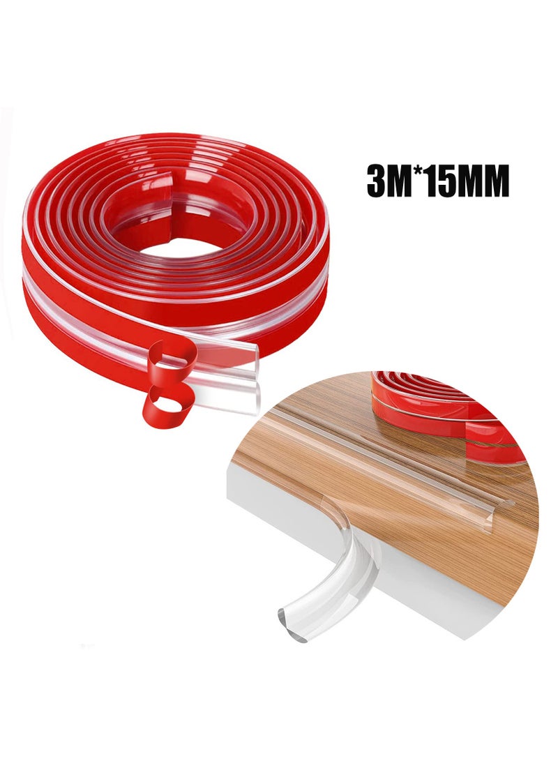 Baby Protection, Upgraded Seamless, Edge Protection Pvc 100% Transparent Silicone, Children'S Soft Corner Protector For Child Safety, Children'S Drawer Furniture Cabinet Bumper (3 M * 1.5 CM(Width)), Length Approximately 9.84 Feet - Image 1
