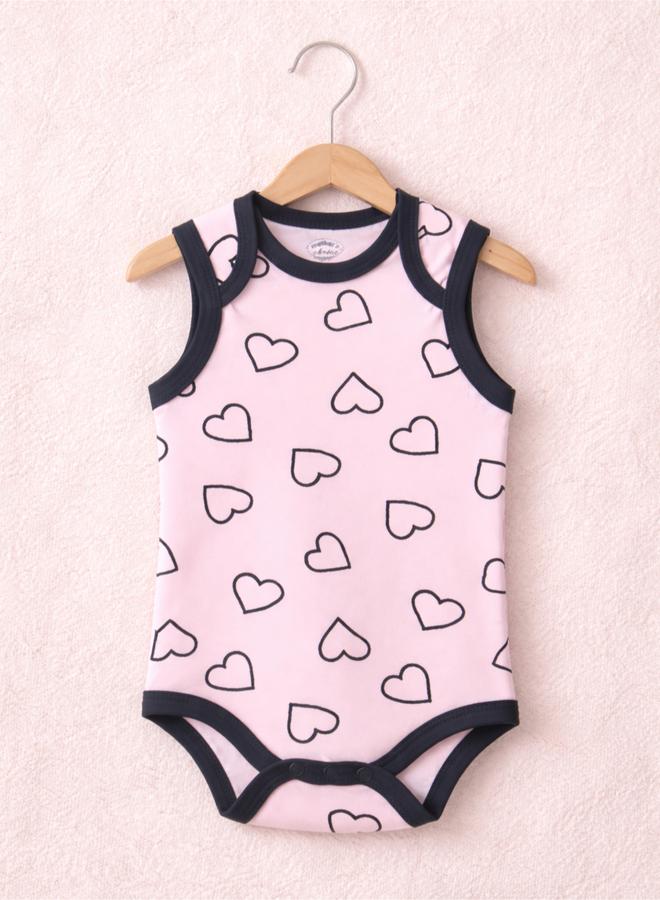 Mothers Choice Pack Of 3 -Heart Print Sleeveless Bodysuit - Image 3