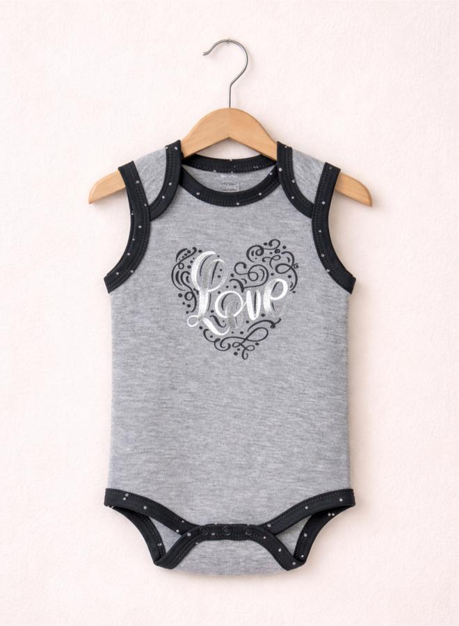 Mothers Choice Pack Of 3 -Heart Print Sleeveless Bodysuit - Image 5