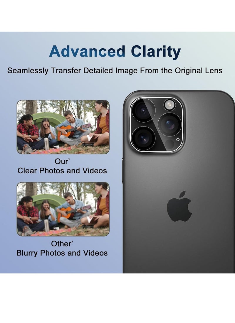 Raxoom Camera Protection for iPhone 16 Pro/Pro Max â€“ 2-Pack Tempered Glass Lens Protector, HD Clear, 9H Hardness, Full Coverage Camera Protective Film - Image 2