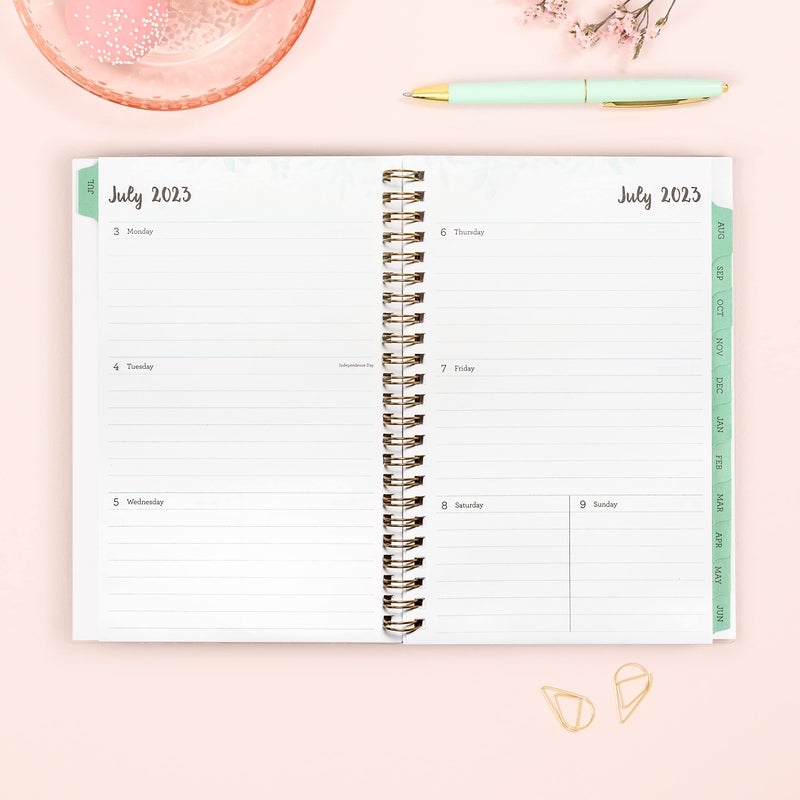 Blue Sky 2023-2024 Academic Year Weekly and Monthly Planner, 5" x 8", Frosted Flexible Cover, Wirebound, Laurel (144724) - Image 2