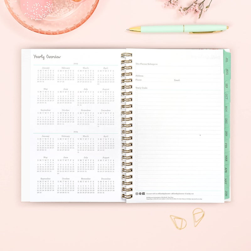 Blue Sky 2023-2024 Academic Year Weekly and Monthly Planner, 5" x 8", Frosted Flexible Cover, Wirebound, Laurel (144724) - Image 4