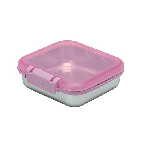 Smash 30 oz / 900ml Microwave Safe Stainless Steel Meal/Sandwich/Lunch Box with Pink Hinged Lid – Leak-Proof Clip Closure, Silicone Seal, BPA-Free - Image 3
