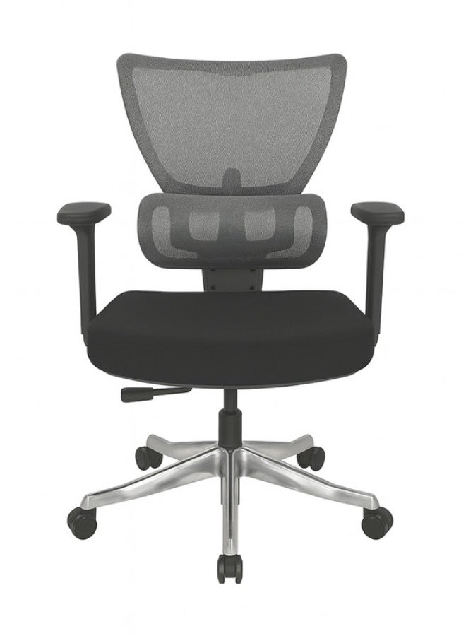 YI ONE Manager Mesh Office Chair 1348FC – Mesh Computer Chair with Ergonomic Back Support High Back Design, Swivel Manager Chair with Height Adjustment, Adjustable Armrests, Wheels & Headrest, Grey, 65×43×130 cm - Image 2