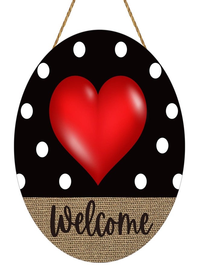 YUNKKIN Valentines Day Door Decorations Heart Wreaths for Front Door Valentines Welcome Sign Valentines Day Wall Decor Wooden Valentines Door Hanger Valentines Day Door Sign for Indoor Home Decor - Image 1