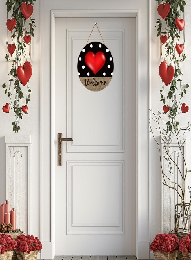 YUNKKIN Valentines Day Door Decorations Heart Wreaths for Front Door Valentines Welcome Sign Valentines Day Wall Decor Wooden Valentines Door Hanger Valentines Day Door Sign for Indoor Home Decor - Image 3