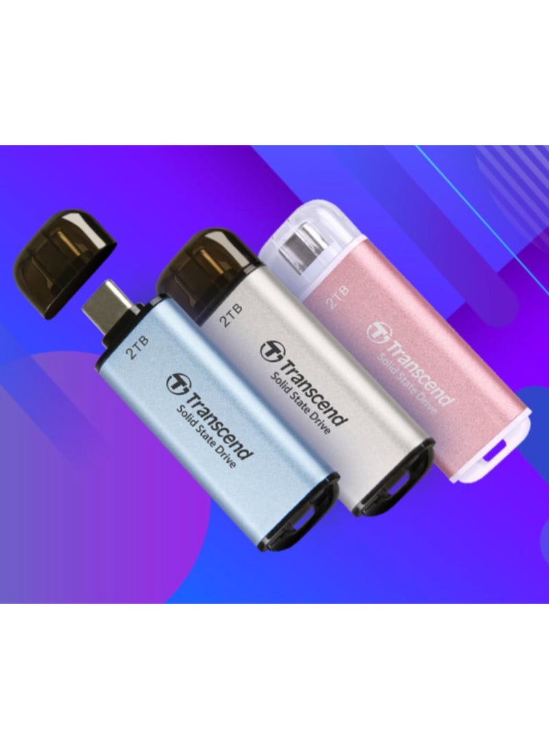 ترانسيند 11 Transcend New ESD300S 2TB External Portable SSD - Up to 1,050 MB/s, Compatible with Type-C Laptops, MacBook M1/M2/M3/M4, iPhone 16 Pro Max, Samsung & Microsoft Surface - Image 4