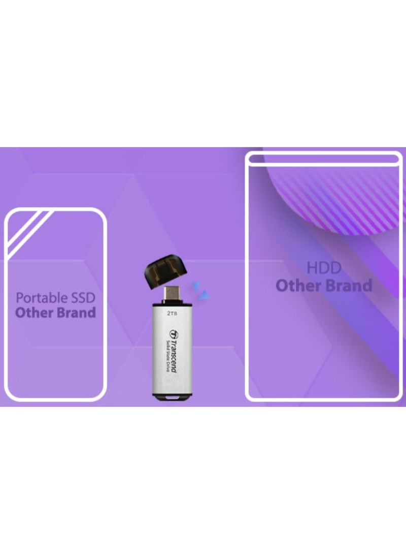 ترانسيند 11 Transcend New ESD300S 2TB External Portable SSD - Up to 1,050 MB/s, Compatible with Type-C Laptops, MacBook M1/M2/M3/M4, iPhone 16 Pro Max, Samsung & Microsoft Surface - Image 5