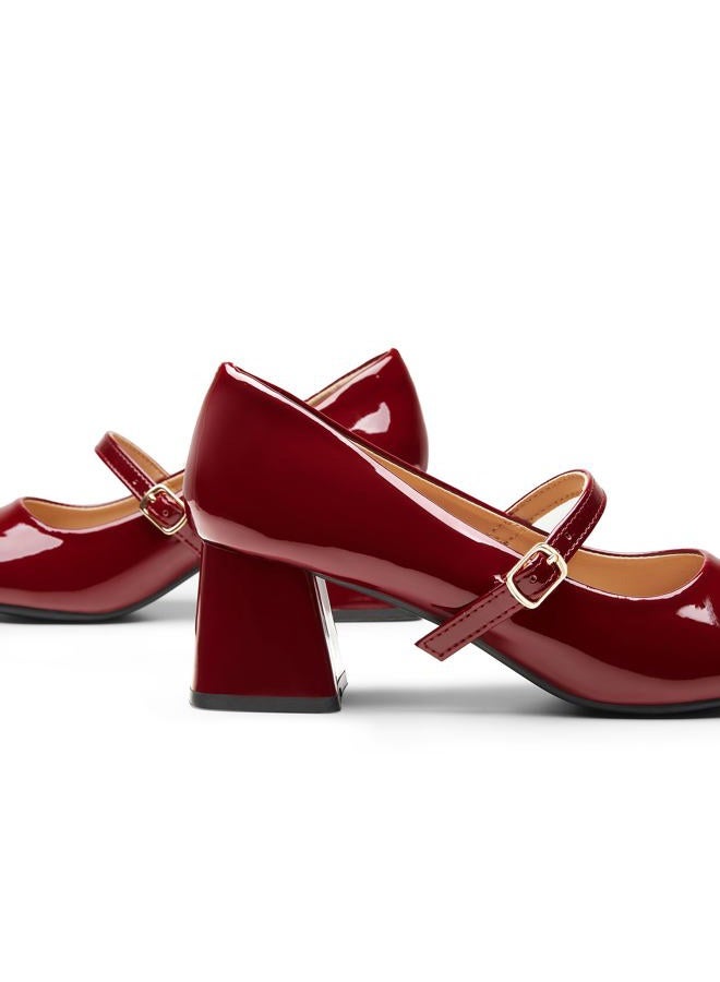 Trary Mary Jane Shoes Women, Chunky Mary Janes Heels for Women Shoes Dressy Casual, Dress Shoes for Women Block Heels Closed Toe Mary Jane Pumps, Burgundy, 7 - Image 4