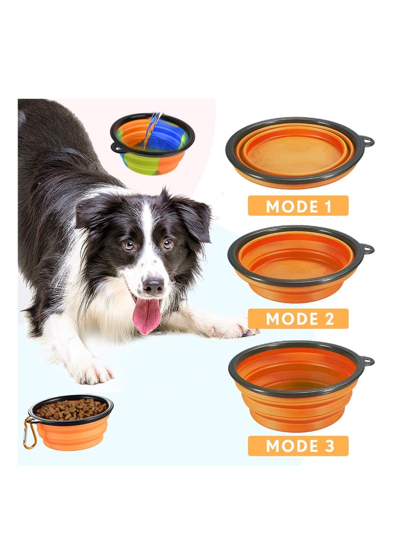 2 Pack Portable Silicone Dog Bowls Collapsible Water and Food Bowls for Pets Ideal for Travel and Outdoor Activities with Carabiners - Image 2