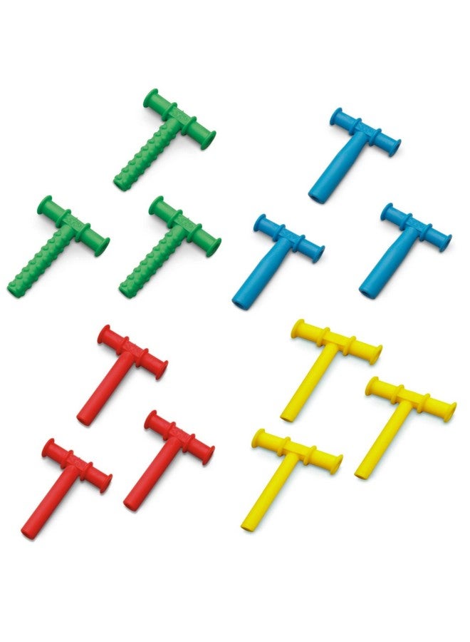 Chewy Tubes 12 Pack 3 Green (Knobby) 3 Blue (Large) 3 Red (Medium) And 3 Yelolw (Small) Chewy Tubes Pediatric And Adult Sensory Treatment Tool - Image 2