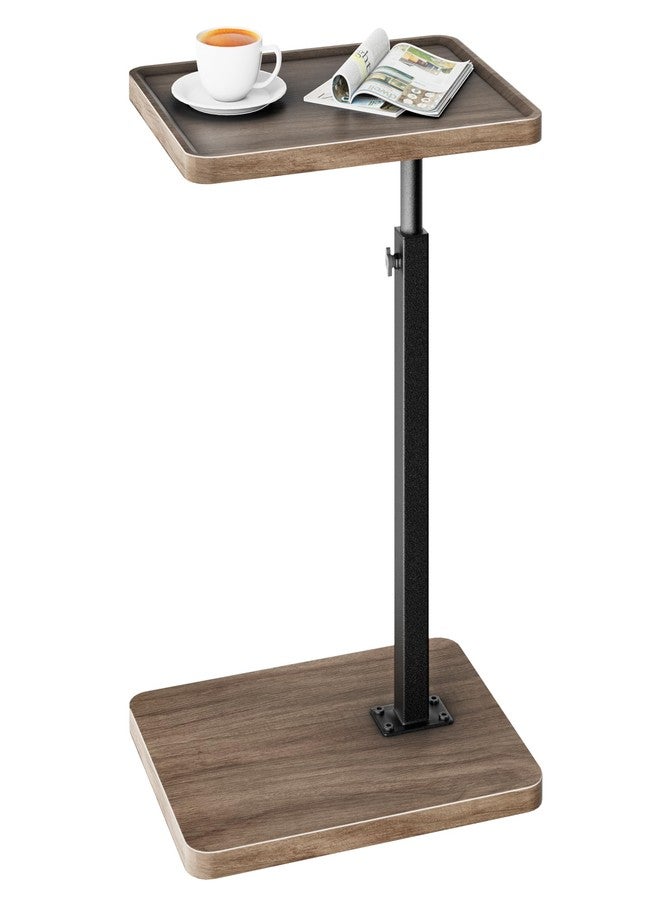 LAKEMID C Table End Table Adjustable Height,360°Swivel Sofa Table Tray for Small Spaces,Couch Tables That Slide Under,C Shaped Side Table for Sofa Living Room,Bedroom,Snack Table (Rustic Brown) - Image 1