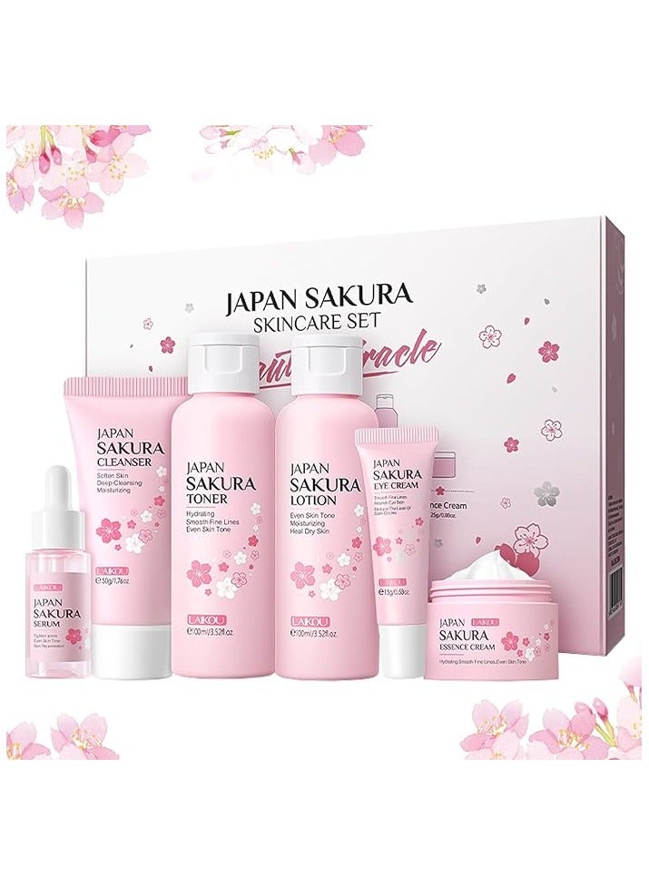Sakura Skincare 6pcs/Set, Even Skin Tone Serum, Cleanser, Toner, Face Cream, Eye Cream, perfect Gifts - Image 2