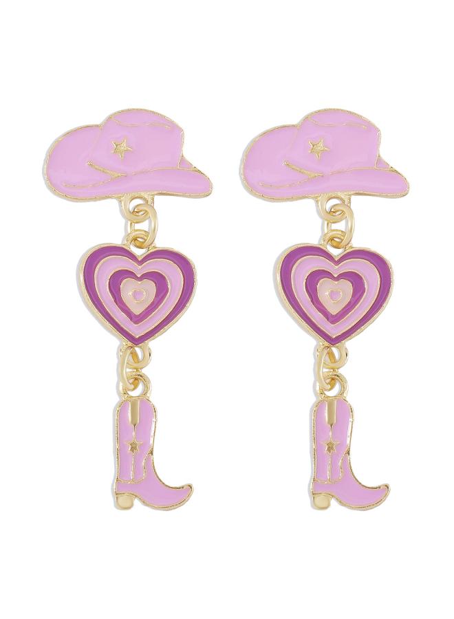 E 0365 Fashion Jewelry Modern Fashionable Girl Earrings Hat Love Cowboy Boots Oil Dropping Multi-layer Earrings