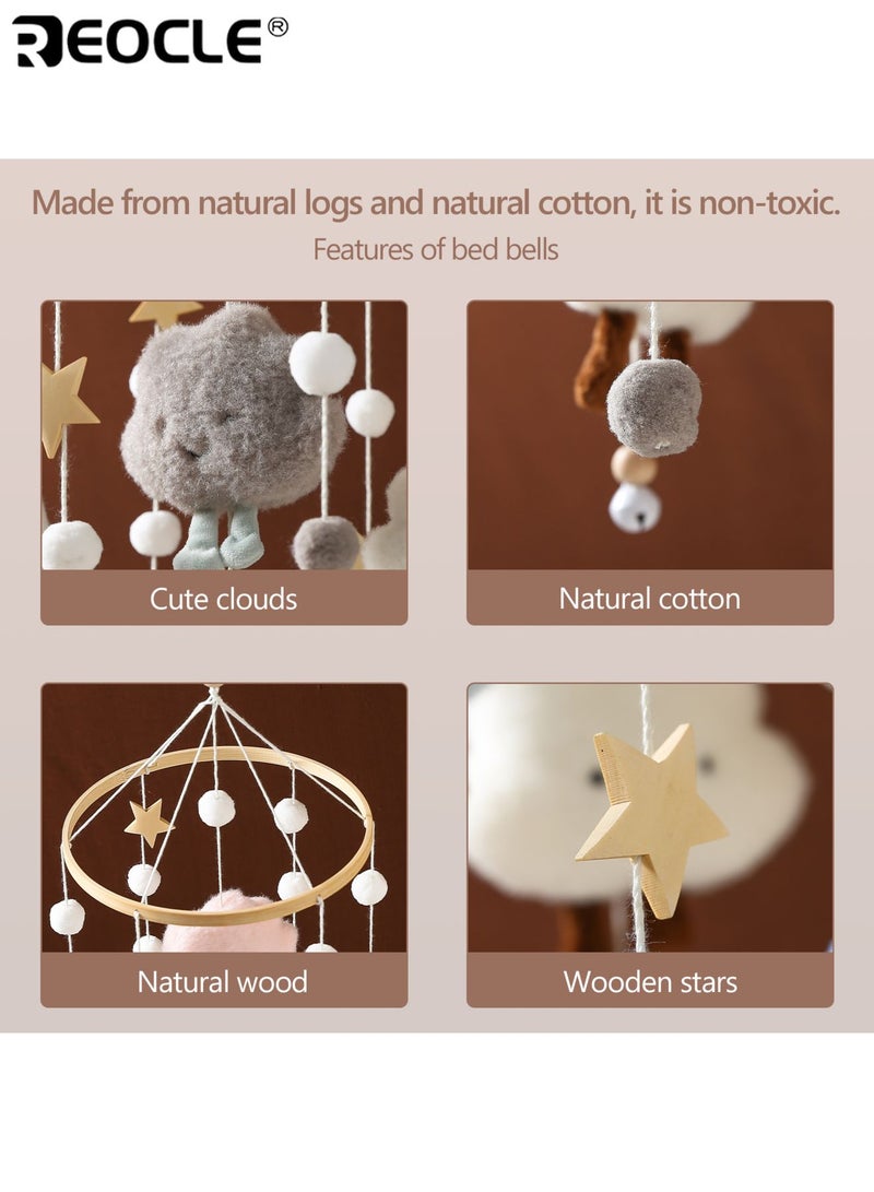 ريوكل محمول سحابة النجوم المحشوة للطفل بتصميم مهد مريح ومُصنع يدويًا مع جرس هواء ناعم لتزيين غرفة المولود - Image 3