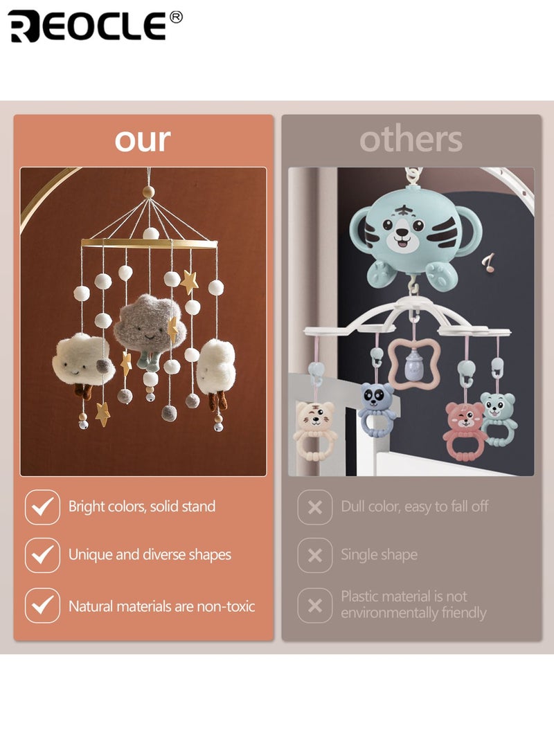 ريوكل محمول سحابة النجوم المحشوة للطفل بتصميم مهد مريح ومُصنع يدويًا مع جرس هواء ناعم لتزيين غرفة المولود - Image 4