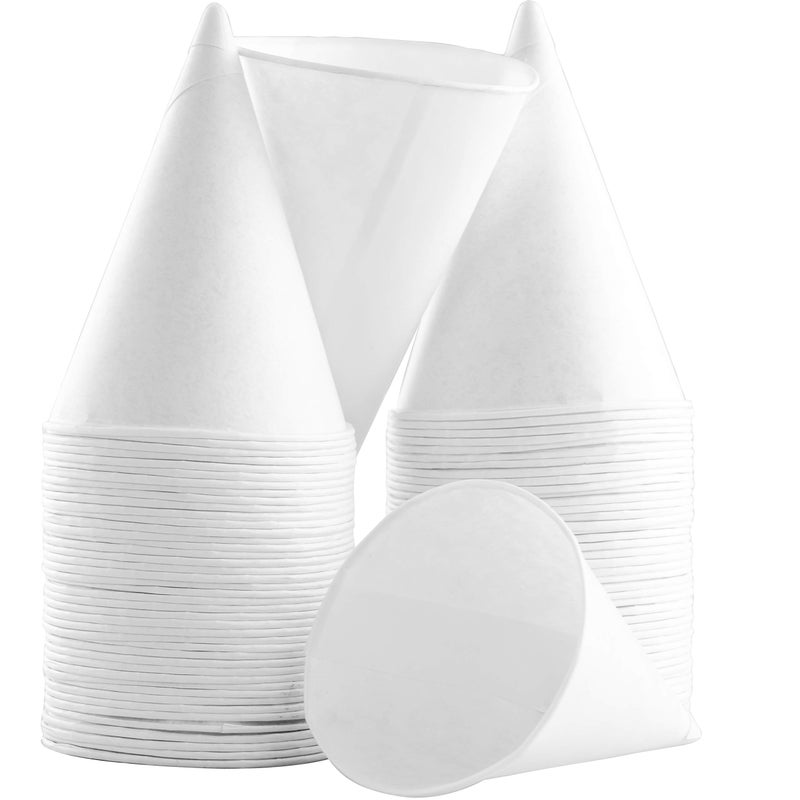 Avant Grub Eco-Friendly Wax-Free 4.5oz White Paper Cone Cups 25Pk. Small Dispenser Cup for Shaved Ice, Office Water Cooler, Sports Teams, Fundraiser. Disposable Craft Funnel for Oil or Protein Powder Drink. - Image 1