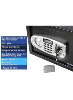 NAMSON Electronic Digital Battery Operated Safe Deposit Box With Digital Pin Keypad And Manual Override Keys Grey 25X35X25Cm  - Image 3