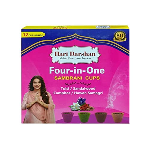 Hari Darshan Sambrani Cups Combo – 48 pcs | Sambrani Dhoop Cup | Organic Dhoop for Pooja Havan | Devgandh Cow Dung | Guggal Loban for Home & Meditation (Pack of 4, 12 Each + 1 Burner Plate) - Image 5
