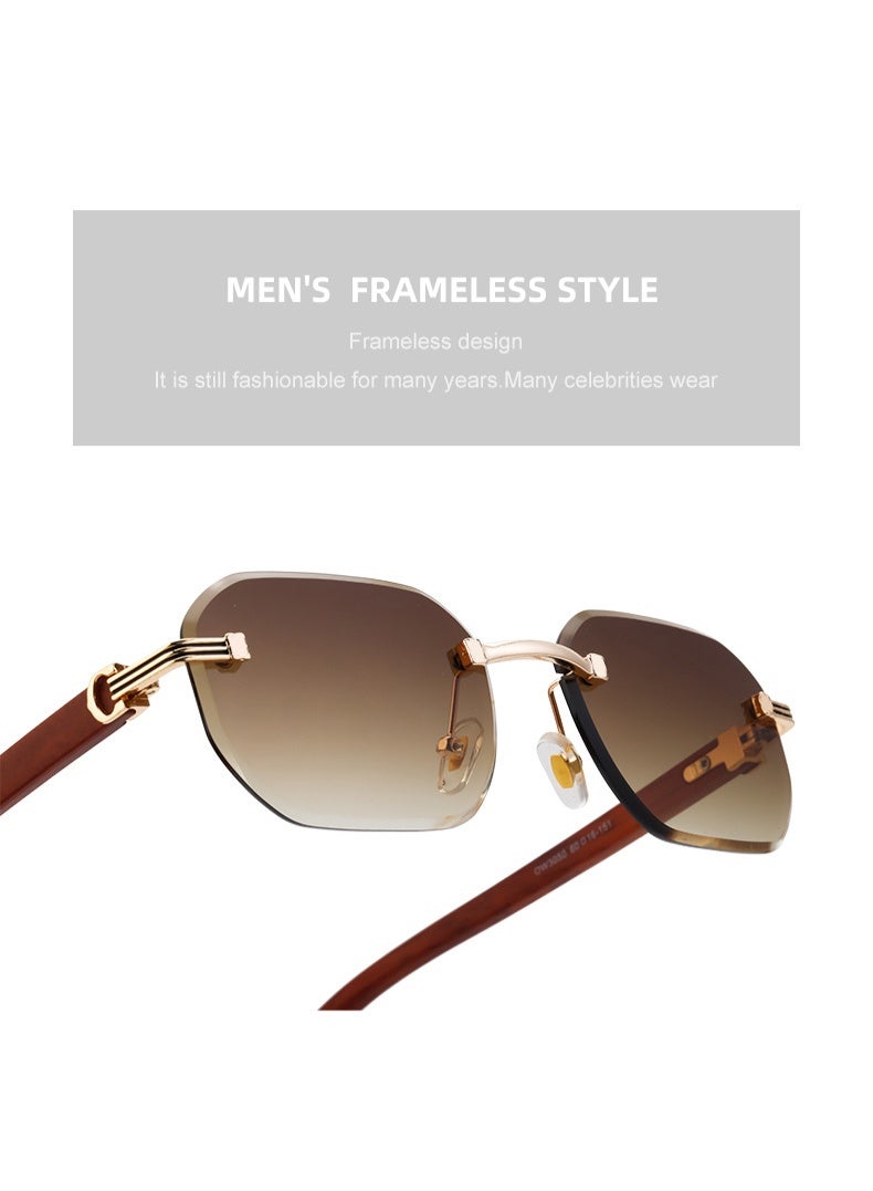 Veil Modern Womens Mens Sunglasses Frameless 60mm UV 400 Protection Lens Sunnies Hexagon - Image 4