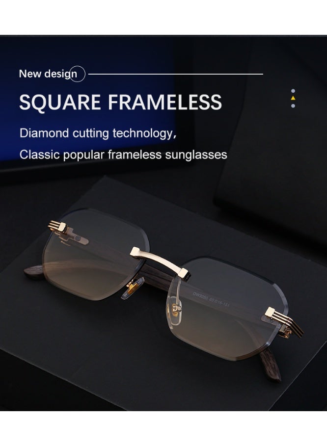 Veil Modern Womens Mens Sunglasses Frameless 60mm UV 400 Protection Lens Sunnies Hexagon - Image 2