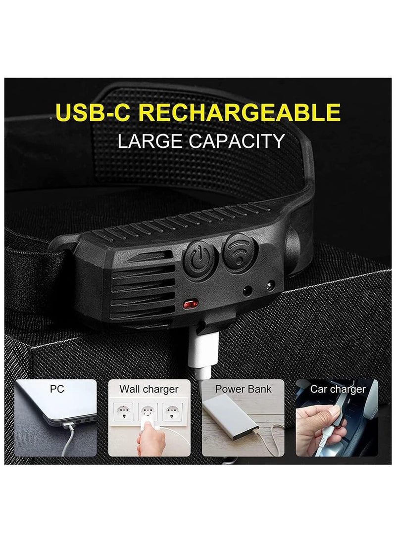 Generic Rechargeable LED Headlamp, 3 LED 1200 Lumens COB 230°Wide Beam Headlight with Motion Sensor Bright 10 Modes Lightweight Waterproof Head Lamp for Camping, Running, Hiking, Fishing  - Image 4