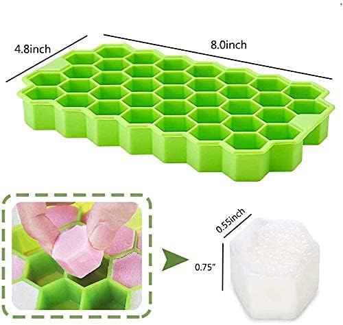 Estervig 3 Pcs Reusable Silicone Ice Cube Mould 37 Cavity Honeycomb Ice Cube Tray with Lid Flexible and Stackable Ice Molds for Freezer Whiskey Cocktails Small Cubes - Image 2