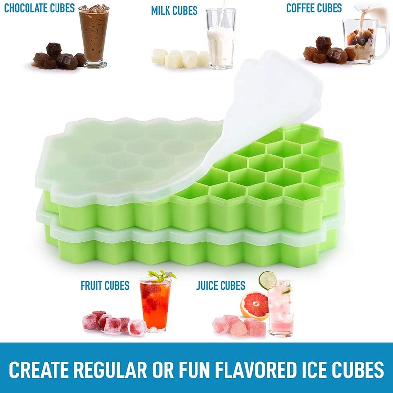 Estervig 3 Pcs Reusable Silicone Ice Cube Mould 37 Cavity Honeycomb Ice Cube Tray with Lid Flexible and Stackable Ice Molds for Freezer Whiskey Cocktails Small Cubes - Image 4