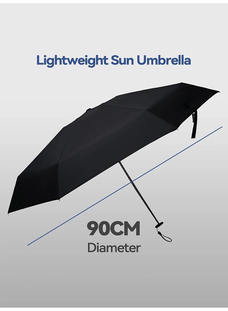 Pocket Mini Umbrella Woman UV Protection Girls Sun Umbrella Parasol 6 Ribs Carbon Fiber Compact Umbrella Foldable NYS-007-3-Black - Image 2
