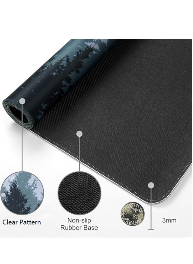 Large Mouse Pad Extended Gaming Mouse Pad Non-Slip Rubber Base Mouse pad Office Desk Mat Desk Pad Smooth Cloth Surface Keyboard Mouse Pads for Computers  800 * 300 * 3mm Tree - Image 4