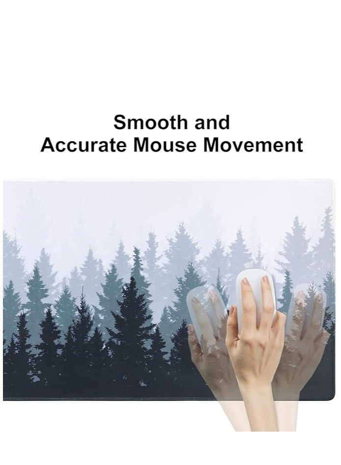 Large Mouse Pad Extended Gaming Mouse Pad Non-Slip Rubber Base Mouse pad Office Desk Mat Desk Pad Smooth Cloth Surface Keyboard Mouse Pads for Computers  800 * 300 * 3mm Tree - Image 2