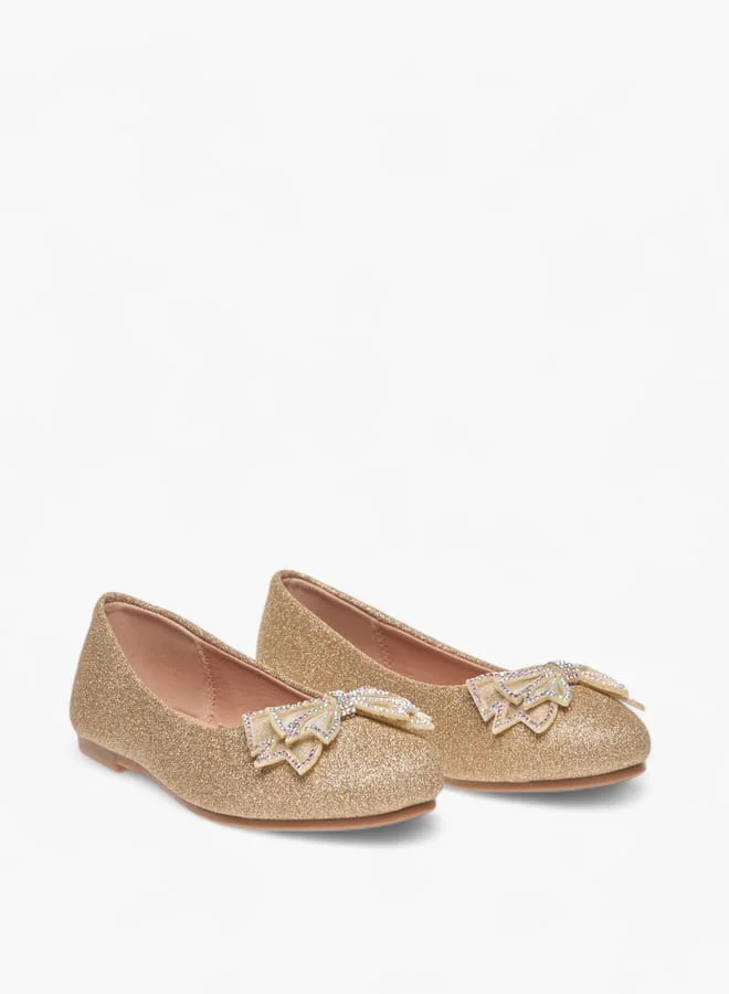 Flora Bella By Shoexpress Girls Bow Embellished Slip-On Ballerina Shoes