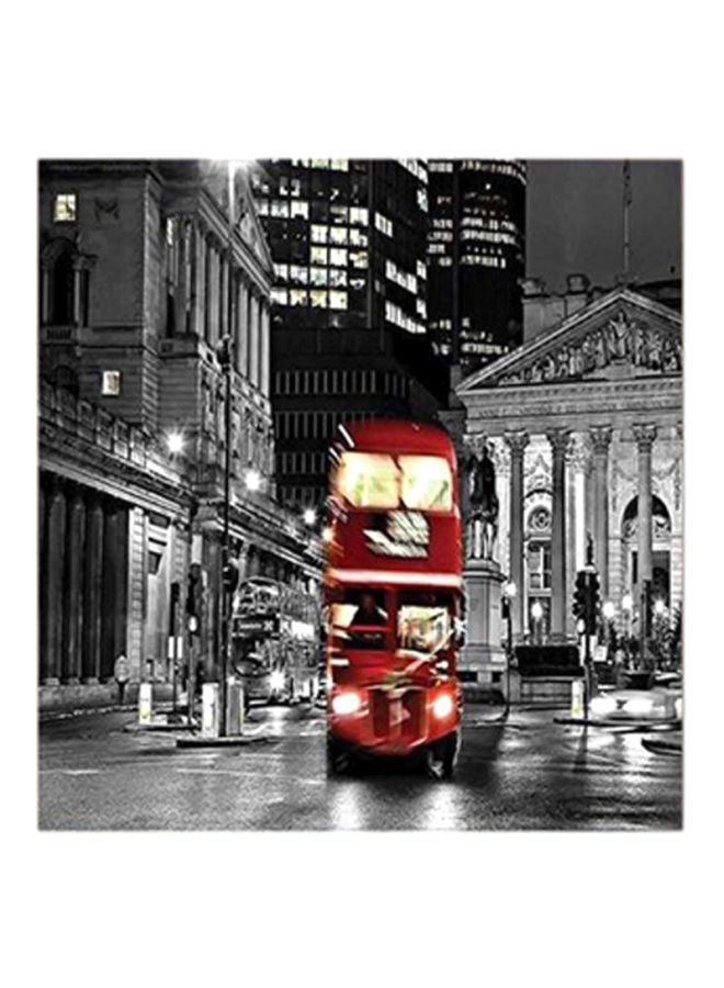 RYN London City Red Bus MDF Wall Art Black/Grey/Red 30x0.5x30cm - Image 1