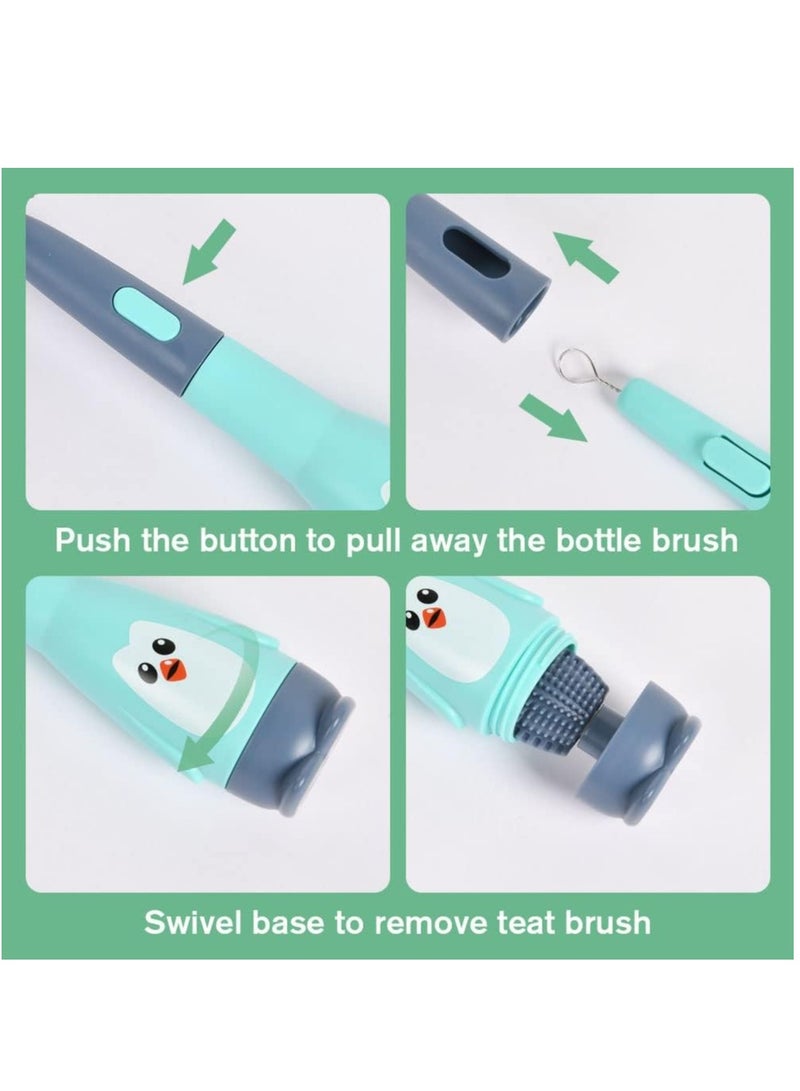 SOLARAE Baby Bottle Brush, 2 in 1 Bottle and Teat Cleaning Brush, Silicone Bottle Cleaner Brush for Cleaning Water Bottles Baby Bottles Glass Cup Thermoses, Blue - Image 5