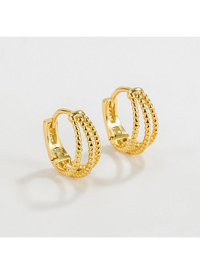 Y&D Three Layer Fried Dough Twists Line Earrings For Women Gold - Image 2